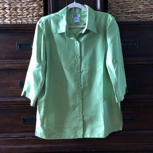 Vintage R&K originals Chartreuse green lagonlook button down tunic top size 12